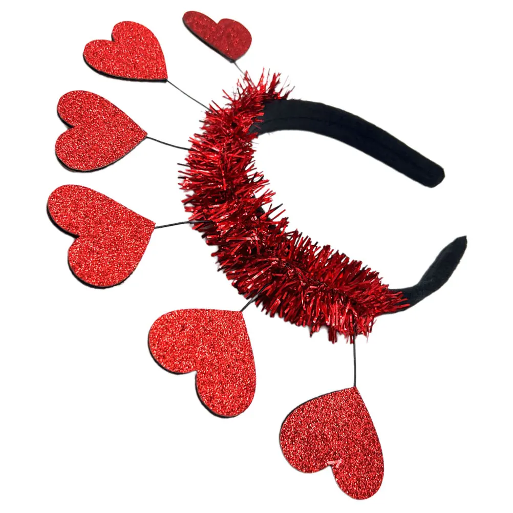 

Valentine Heart Headband Elegant Lightweight Tinsel Hairband Romantic Party Headpiece Adults Wedding Accessories