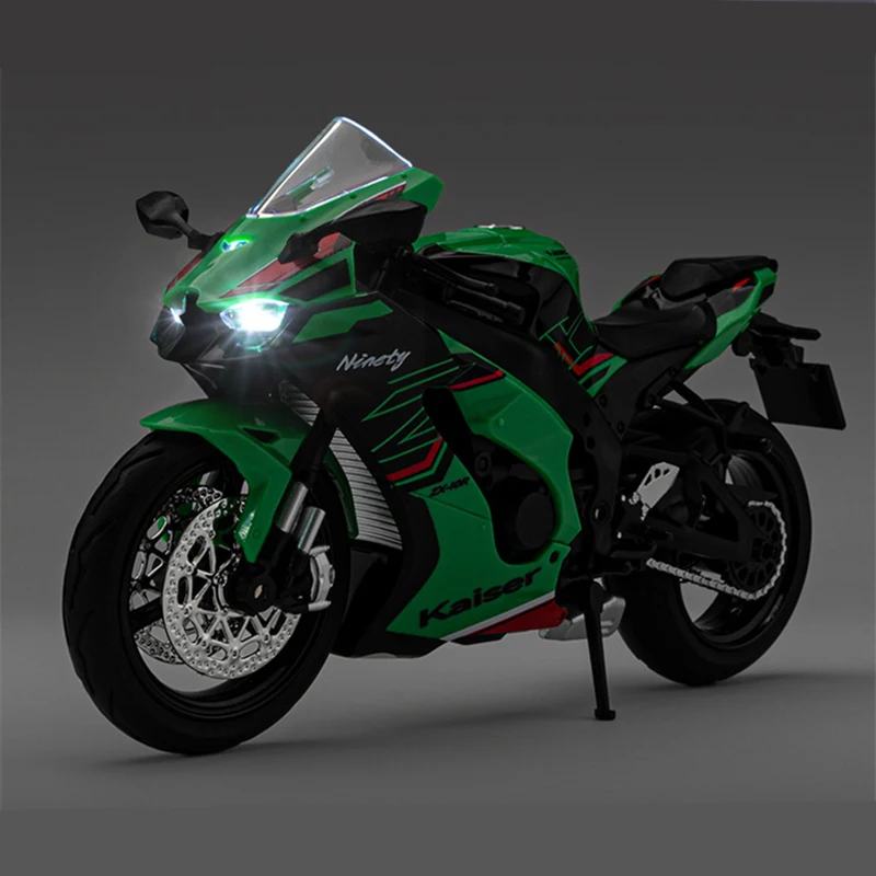 1:12 Kawasakis Ninja ZX-10R Alloy Sports Motorcycle Model Diecasts Street Racing Motorcycle Model Sound and Light Kids Toys Gift