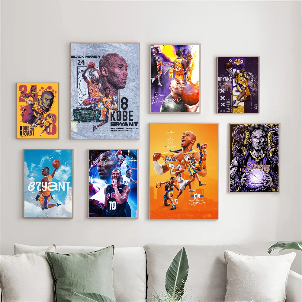 Great Football Star K-Kobe B-Bryant Movie Sticky Posters Vintage Room Bar Cafe Decor Nordic Home Decor