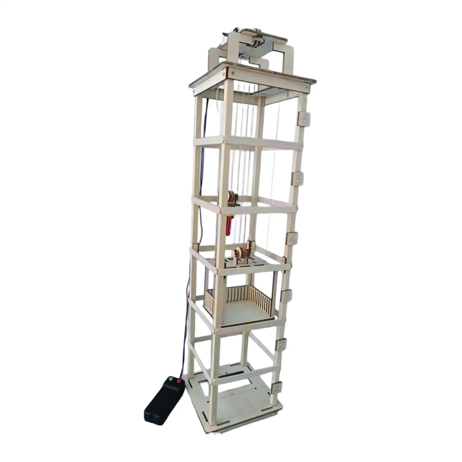 Wooden Elevator Model Educational Toy Self Assembly Science Building Kit Electric Elevator Toy for Boys Girls Birthday Gift