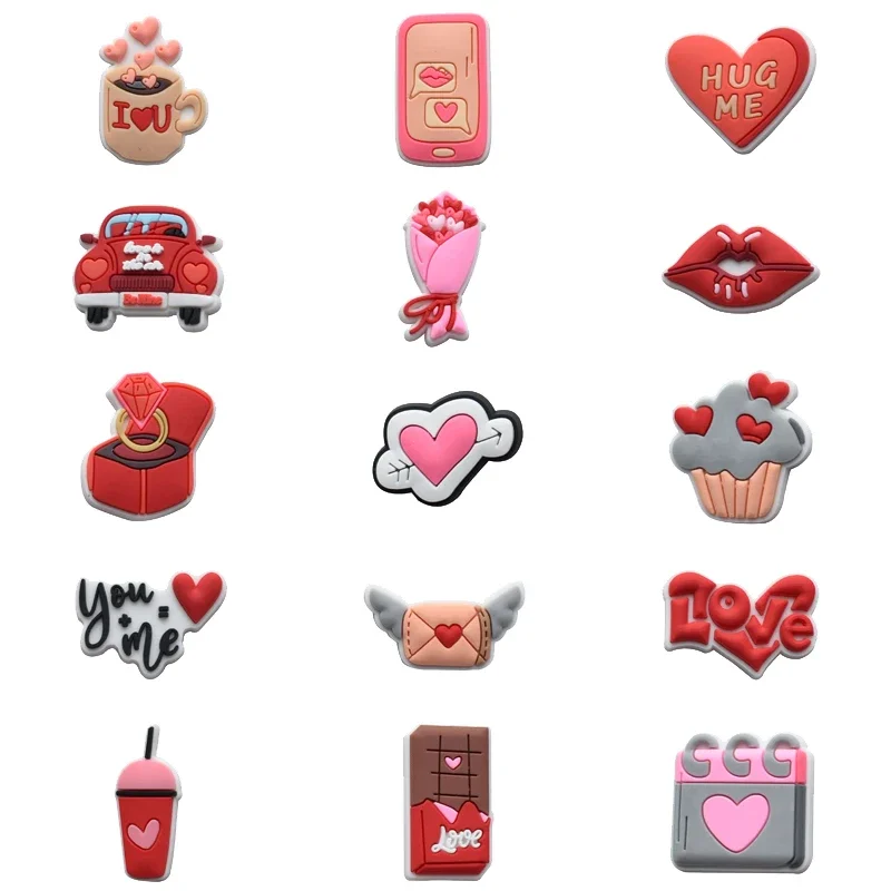 Valentine's Day Shoe Charms for Crocs Accessories Sandals Men Clogs Pins Women Badges Girls Jeans Kids Decorations Buckle Shoes