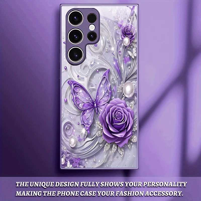 Butterfly Hot-selling Exquisite Beautiful  PhoneCase Glass PhoneCase for Samsung Galaxy S26 S25 S24 S23 S22 S21 FE,Ultra,Plus