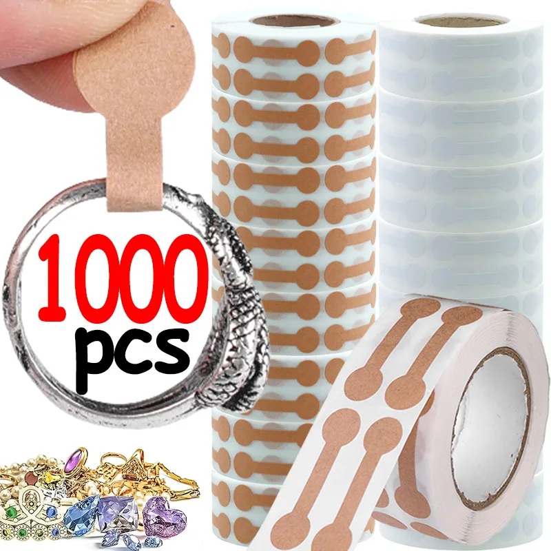 500/1000pcs Portable Jewelry Price Tag Brown Self Adhesive Barbell Stickers DIY Necklace Tool Ring Bracelet Exhibitor Packaging