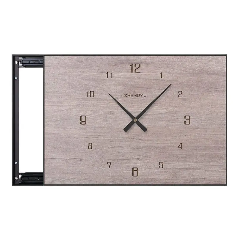 

Slidable Electric Meter Box Metal Wall Clock Wood Luxury Decorative Painting Living Room Clocks Wall Home Decor Reloj Gift D50