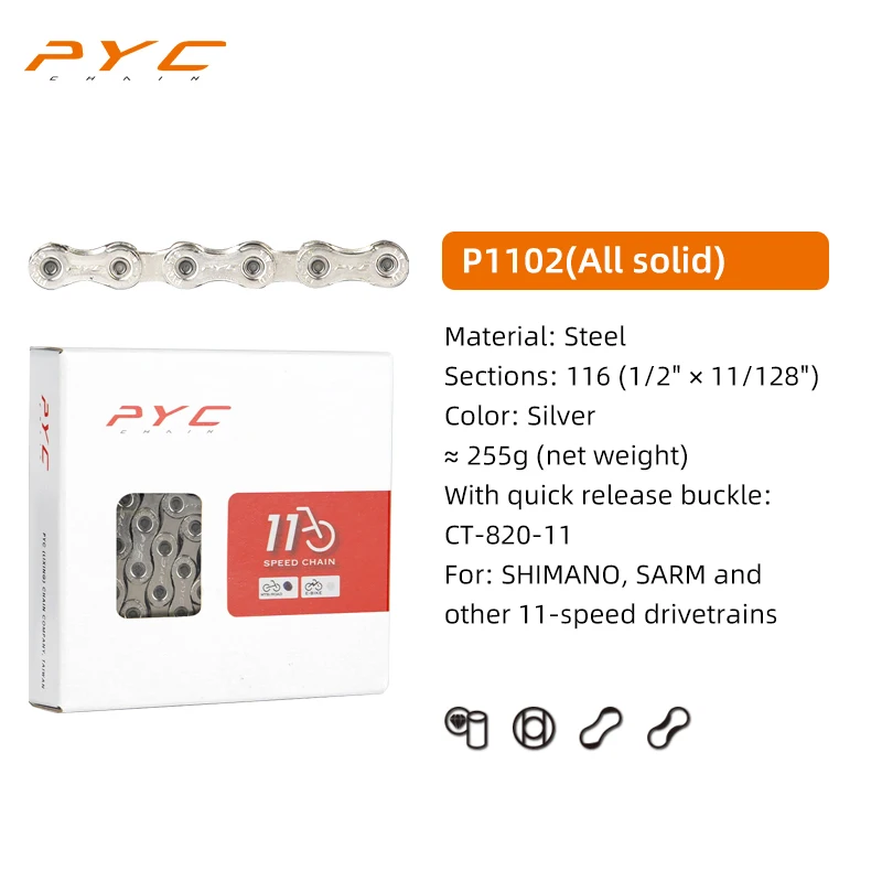 PYC Fietsketting Chroom Harden & Mushroom Pin Klinktechnologie voor Shimano, SARM, 10 11 12 Speed Aandrijflijnen Fietsen Onderdeel
