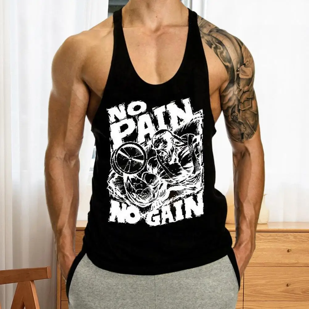 

Men Summer Vest Sleeveless Slim Fit Hip Hop Letter Print Soft Stretchy U Neck Casual Fitness Muscle Workout Vest Men Tank Top