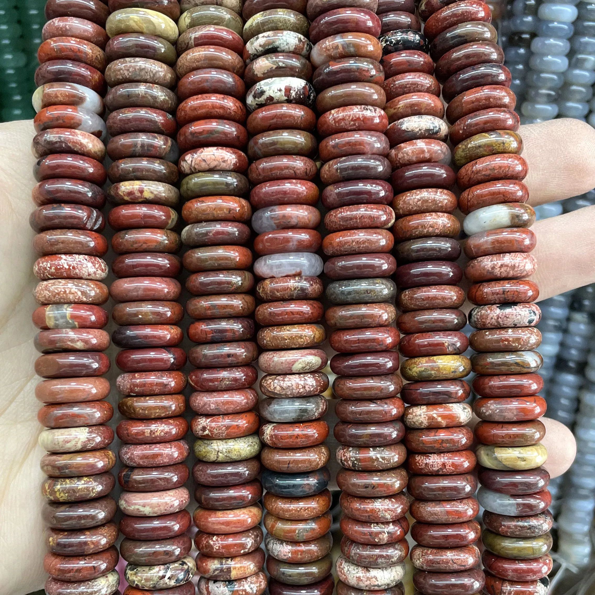 4X12MM Naturstein Rondelle 7 Chakra Quarz Jaspis Achate Flache Runde Spacer Perlen Für Schmuck Machen DIY armband Zubehör – Detail 18