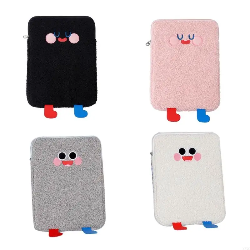 X7XC Tablet Protect Bag for Case Sleeve Cartoon Plush Laptop Cover Pocket Portable Storage Supplies