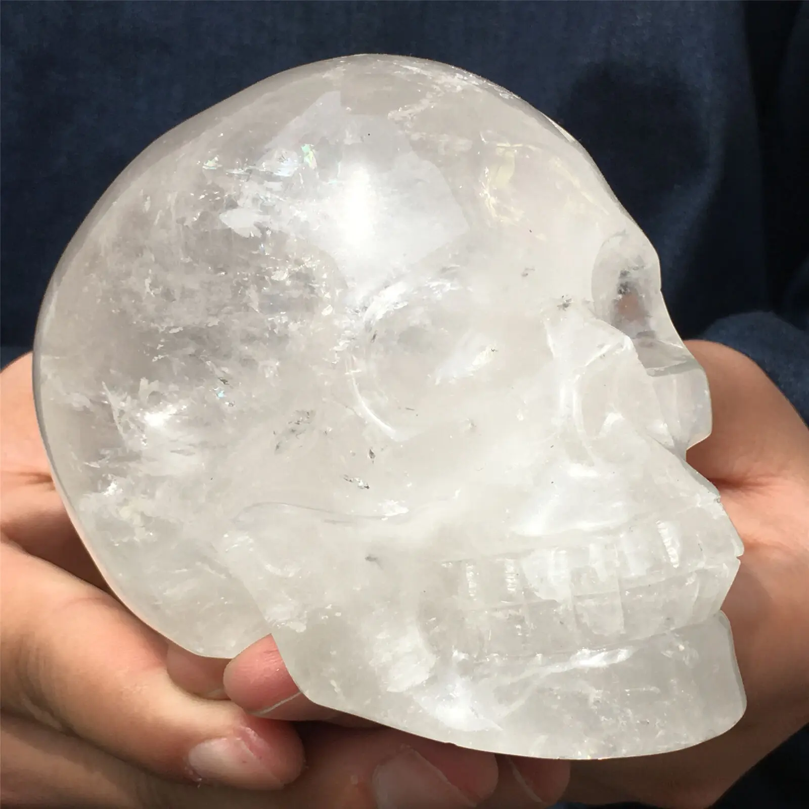 Beautiful Natural White Clear Crystal Skull