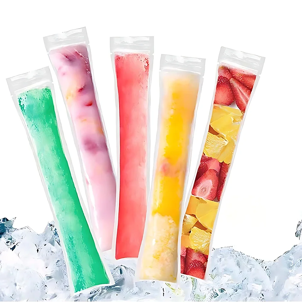 100-1000PCS Ice Bag Making Disposable Popsicle Ice Bag Home-made Ice Cream Self-sealing Bag Transparent Food Fruit Ice Bag