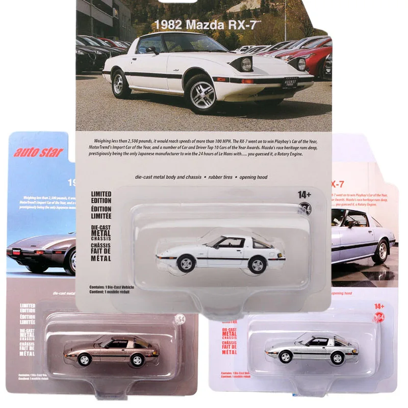 Auto Star AW 1/64 Scale Small 1982 Mazda RX-7 RX7 Diecast & Vehicles Metal Car Model Toy Gold Souvenir