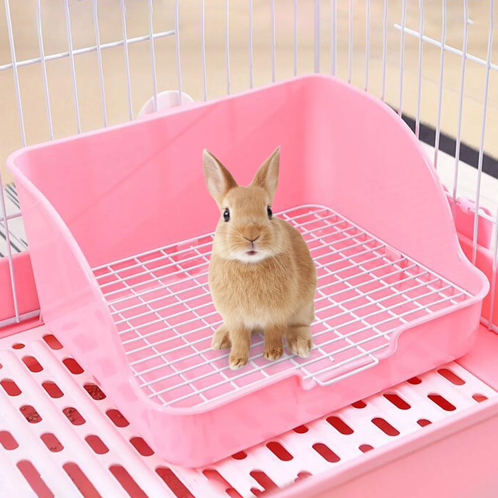 أرنب صندوق نفايات بلاستيكي مستطيلة مرحاض الحيوانات الأليفة شينشيلا الأرنب قعادة المدرب الزاوية الحيوانات الصغيرة القمامة تبول عموم الأرنب المدرب