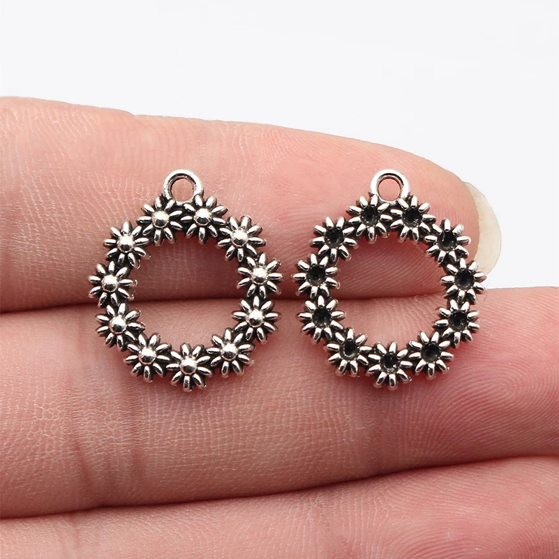 

100pcs/lot DIY Jewelry Accessories Alloy Floral garland Earring Connector Bracelet Loose Bead Pendant