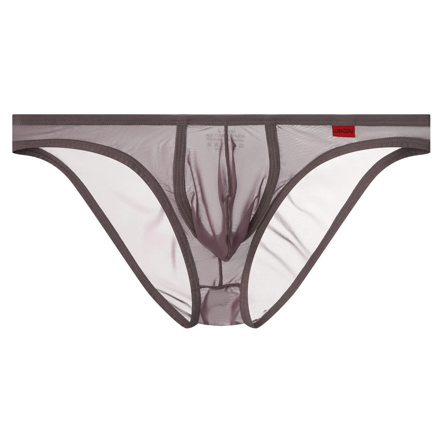 Ultra Thin Sheer Men Briefs, Mid Waist Ice Silk Triangle Underwear, 50g Single Layer U Enlarged Pouch Sexy Panties