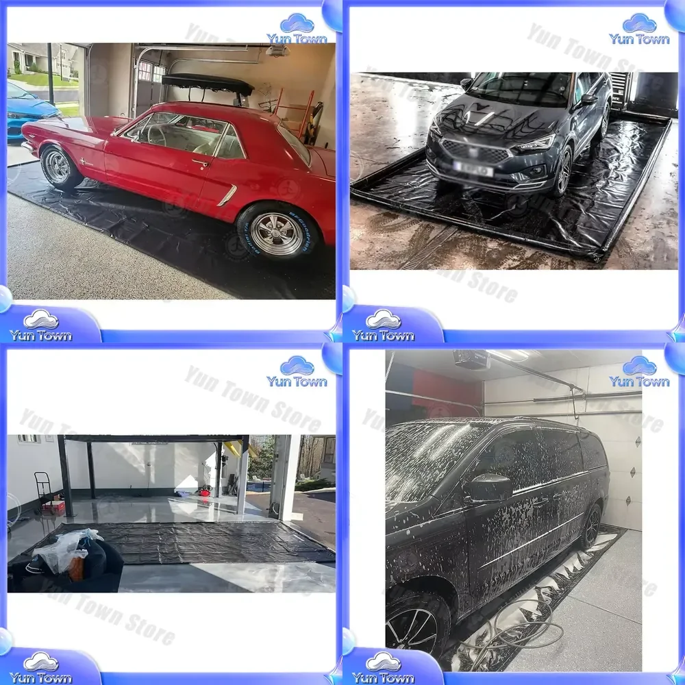 Inflatable PVC Car Wash Mat for SUV Truck Mobile Airtight Portable Garage Floor Mat Outdoor Custom Size Vehicle Cleaning Mat