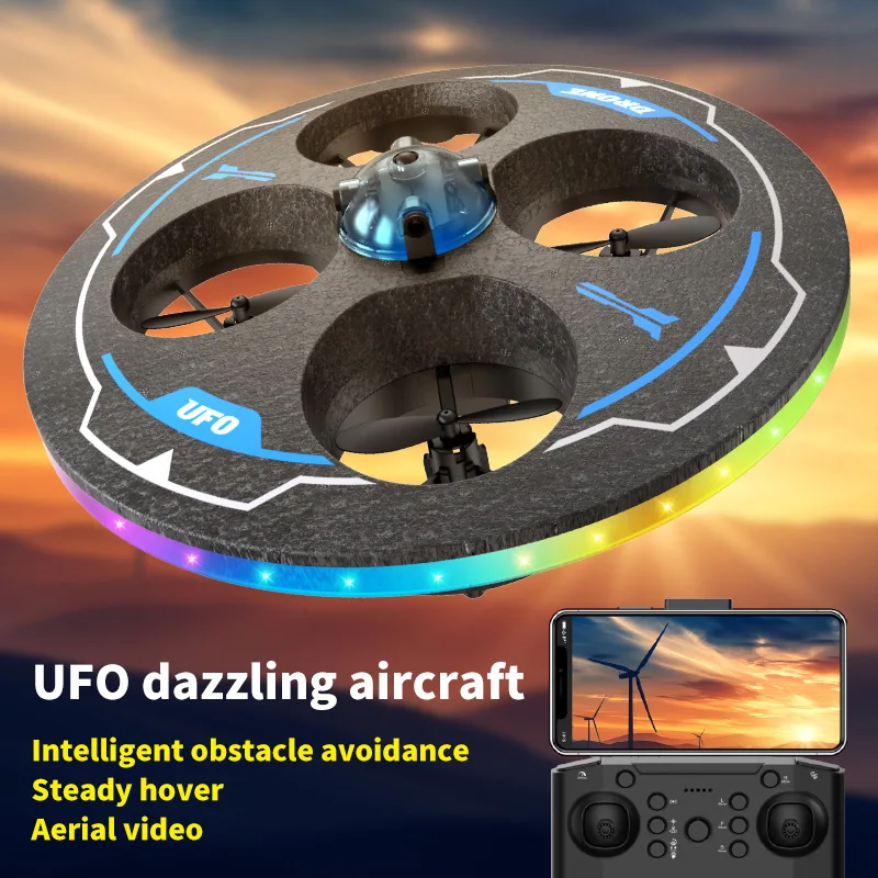 UFO Remote Controlled Quadcopter Toy Aircraft Intelligent Obstacle Avoidance LED Colorful Lights  Toy RC Drone Children Toy