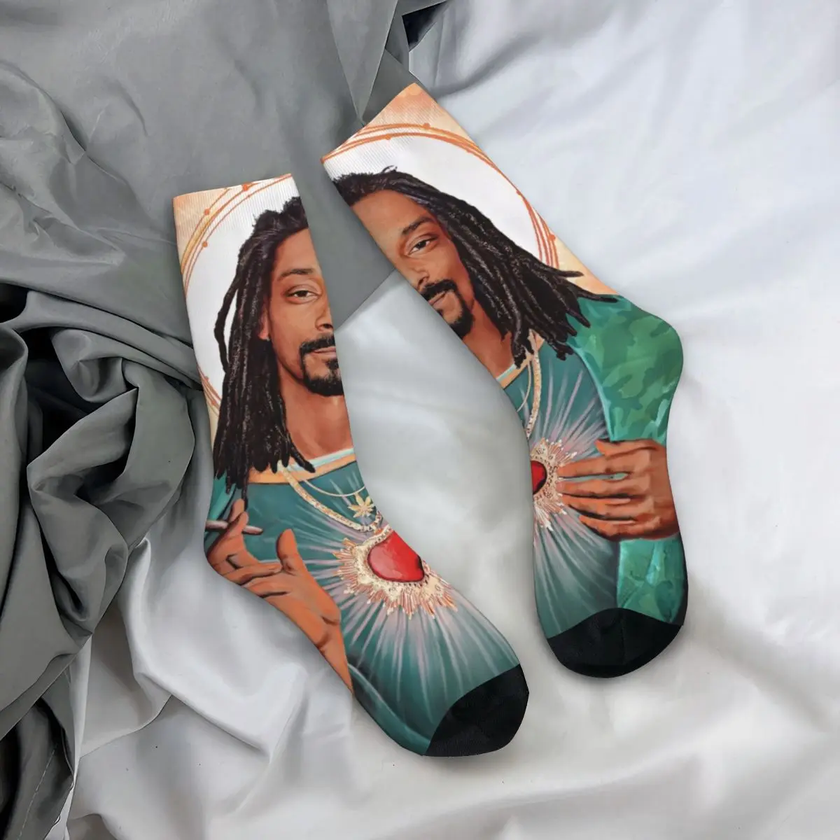 Autumn Winter Funny Men\'s Women\'s Jesus Snoop Dogg Socks Sweat Absorbing Crew Socks