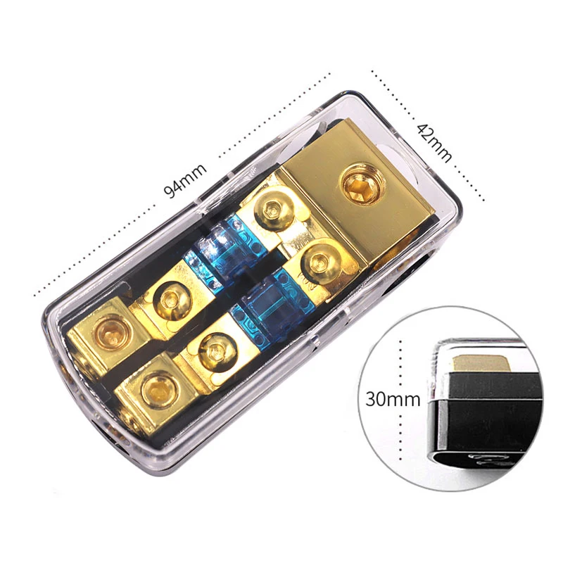 Car Audio Distribution Fuse Block, Mini ANL Fuse Box Holder Distribution Block (0-4GA)IN-(4-8GA)OUT 2/3/4 Way Fuses Holder 60A