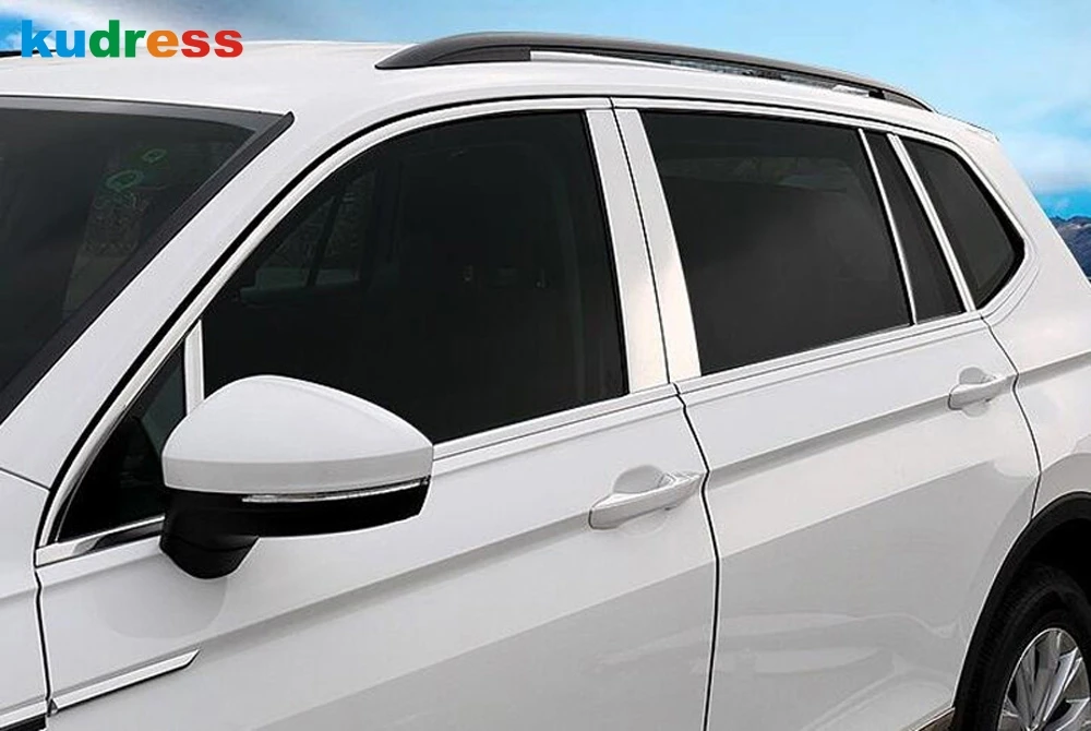 Window Frame Sill Trim For Volkswagen VW Tiguan mk2 2017-2019 2020 2021 Stainless Full Set Windows Molding Strip Car Accessories