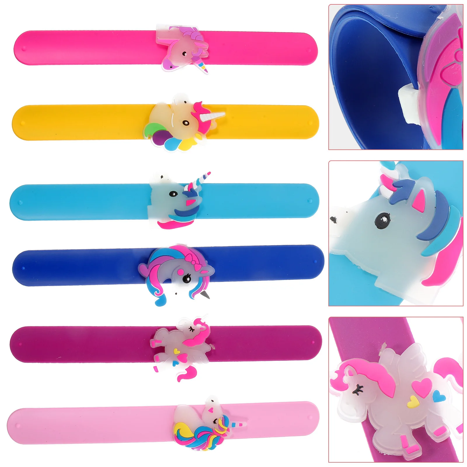 

6 Pcs Luminous Silicone Patter Ring Wristband Wristbands Bracelets for Girls Snap Bulk Child
