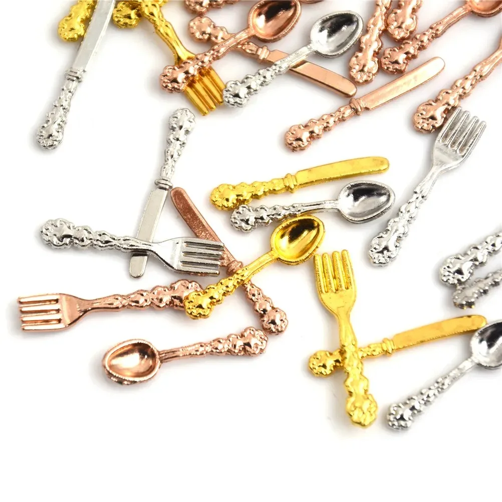 12 unids/set Vintage 1:12 casa de muñecas miniaturas vajilla Mini cubiertos cuchillo tenedor cuchara juguete para niños para decoración de casa de muñecas