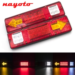 2Pcs 12V 24V 19 LED Tail Light Brake Stop Turn Indicator Signal Lamp Rear Reverse 5 Functions Lamp Truck Trailer Lorry Camper
