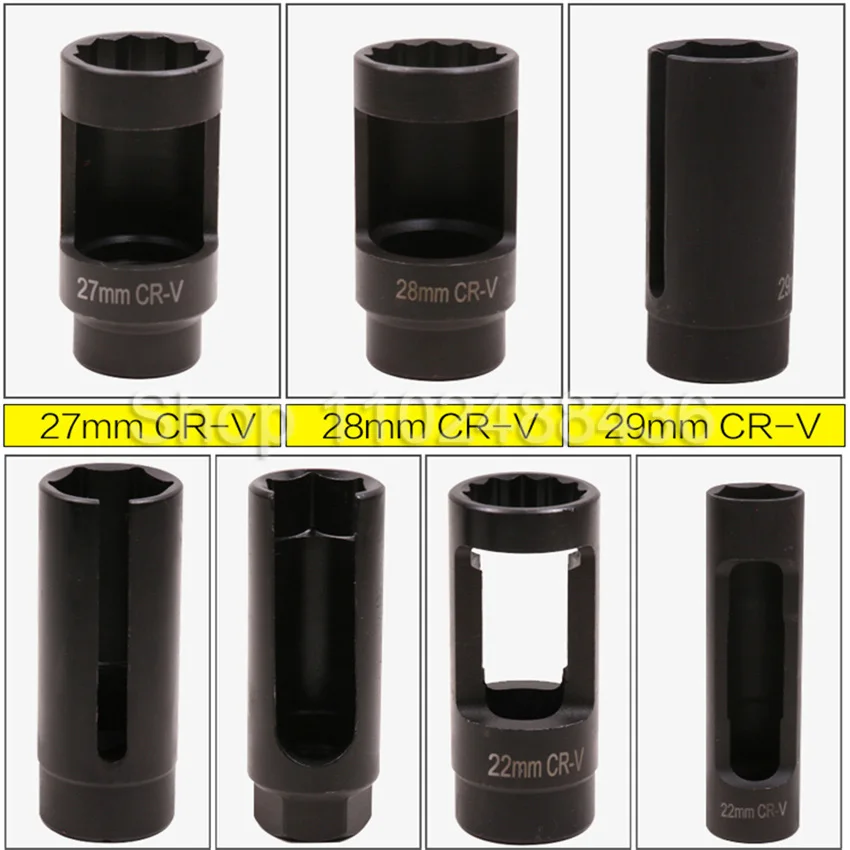 10Pcs Black CR-V Steel Master Sensor Socket Kit Tool O2 Oxygen Sensor Pressure Wrench Socket Removal Tool