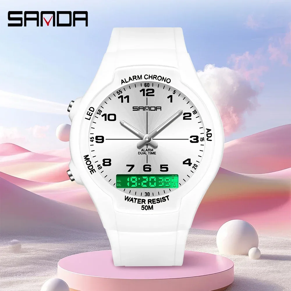 SANDA جديد 6320 ساعة كوارتز عصرية فاخرة للطلاب مقاومة للماء ومزاج بسيط وساعة نسائية إلكترونية غير رسمية #1