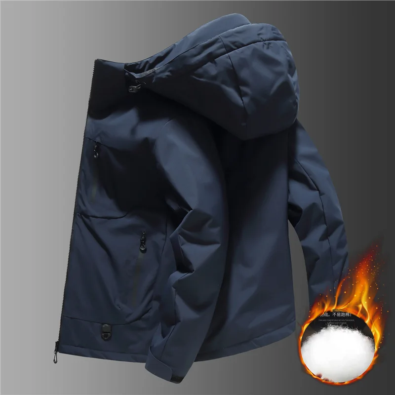 

Новая мужская тонкая хлопковая куртка-парка с капюшоном, утепленная, больших размеров, для осени и зимы, модель 2025 года