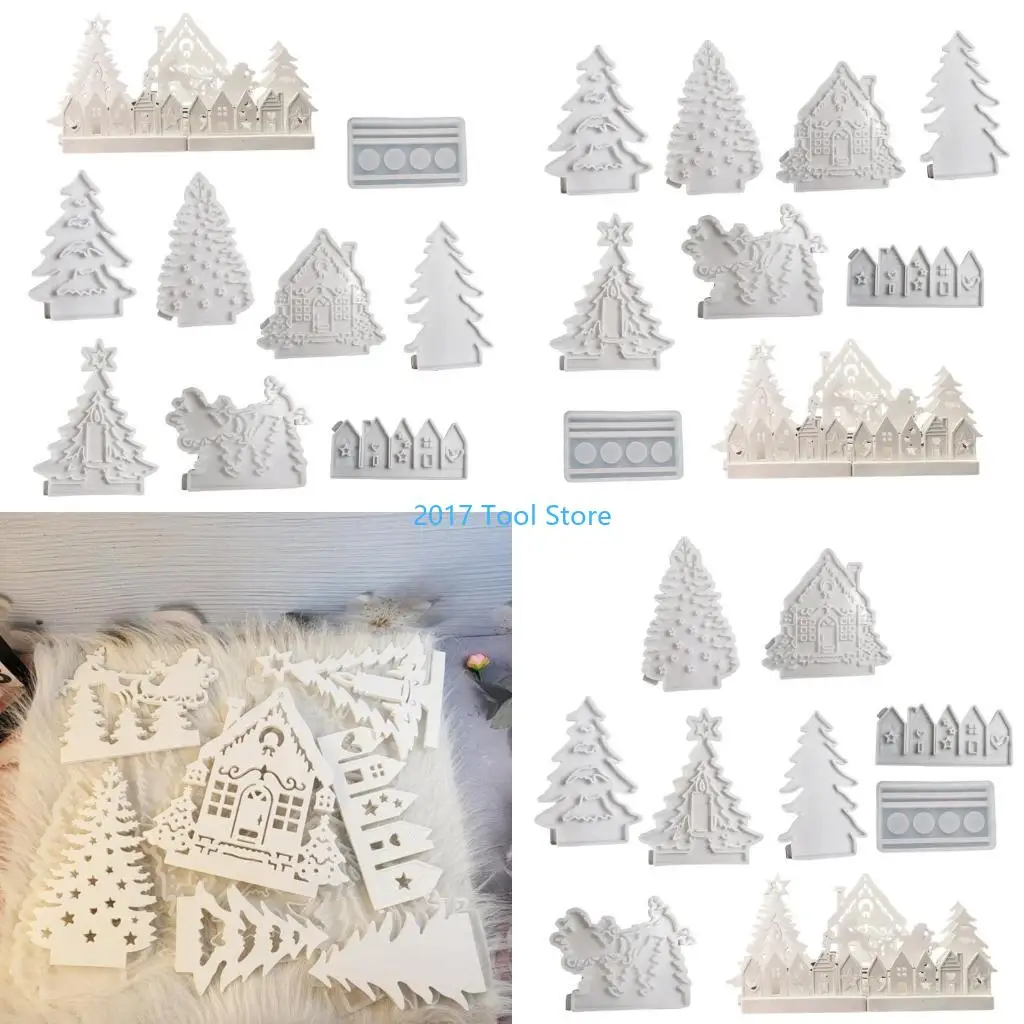 

K92A 8Pcs Christmas Silicone Candlestick Molds 4 Cavities Base Silicone Molds