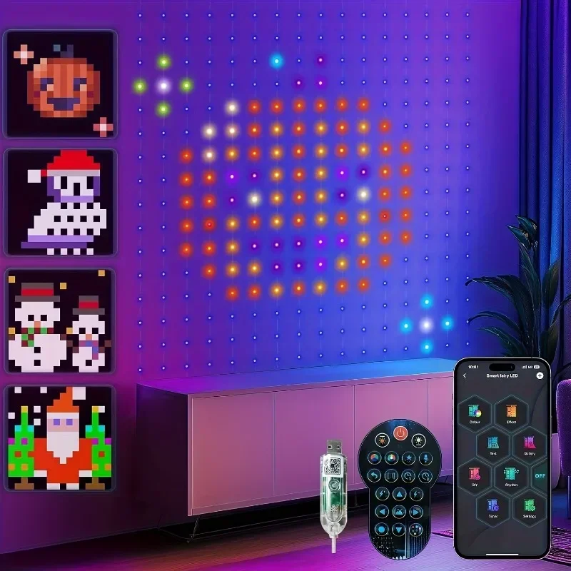 400 LED Smart Curtain Lights Multi-color Musical Fairy String Lights USB Powered with Remote Control App Control for Wedding