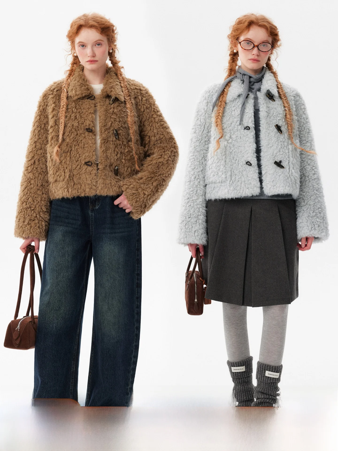 

plus Women's Woolen Coat with Lamb Fur Collar And Button Closure Particle Fce Warm Ele Sle Long Sve