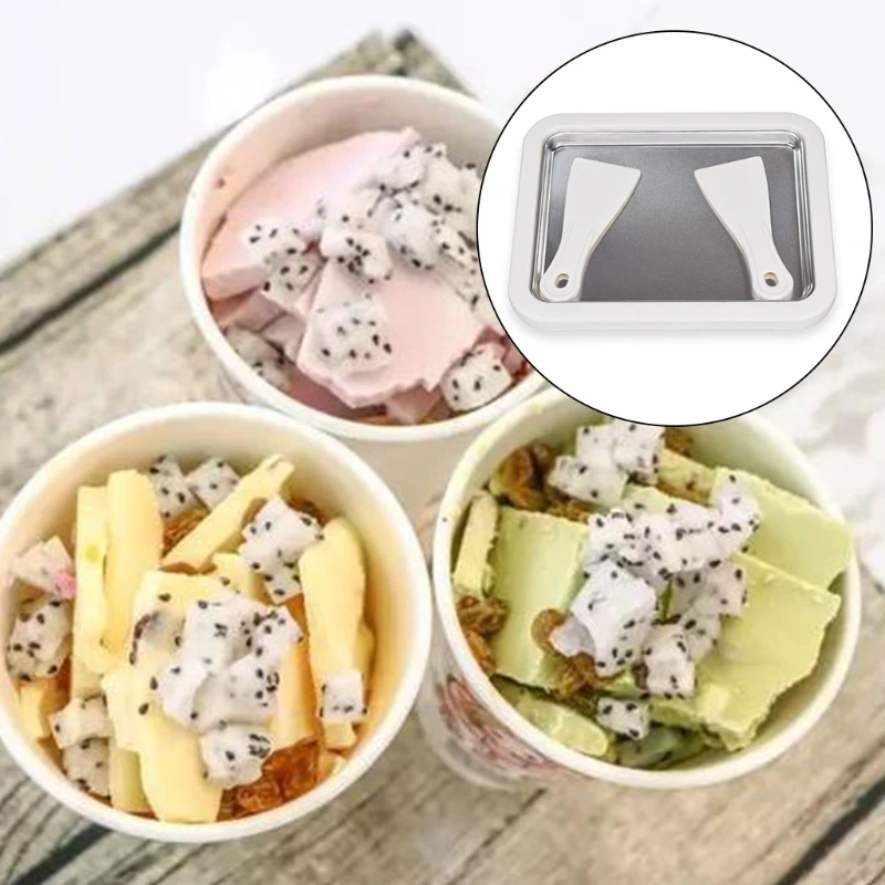 Mini Ice Cream Maker for W/ 2 Spatulas for Kids Family Ice Cream Roller Plate for Handmade Ice Cream for Frozen Yogurt Dropship