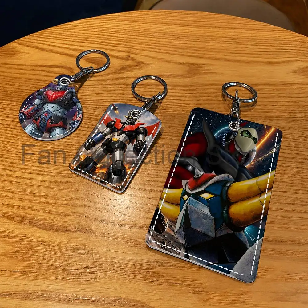 Alloy UFO G-Goldorak Grendizer PU Leather Card Holder Keychain Key Ring Door Lock Access Tag ID Access Card Air Tag Case Card
