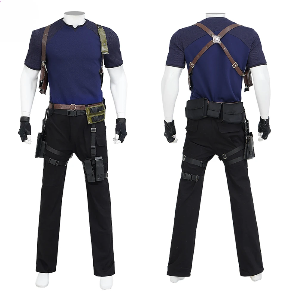 Leon Cosplay Men Costume Game Resident 4 Leon Scott Kennedy Cosplay Parts Top Pants Straps Crotch Components Halloween Outfits