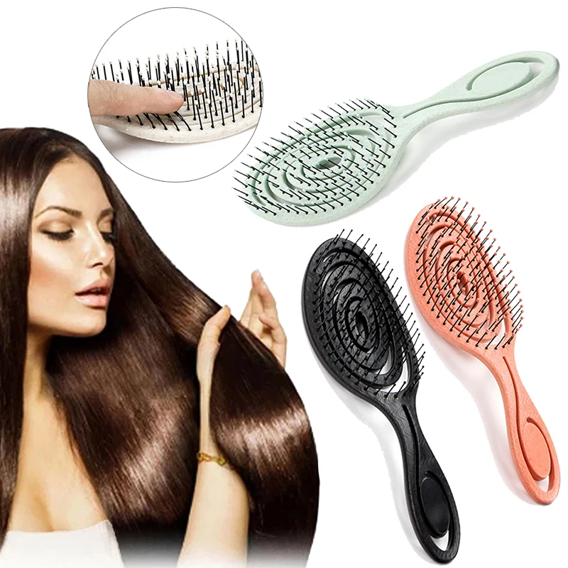 Head Massage Hair Brush Circular Hollow Out Comb Anti-static Silicone Hair Brush Creative Curly Straight Hair Modeling Tool