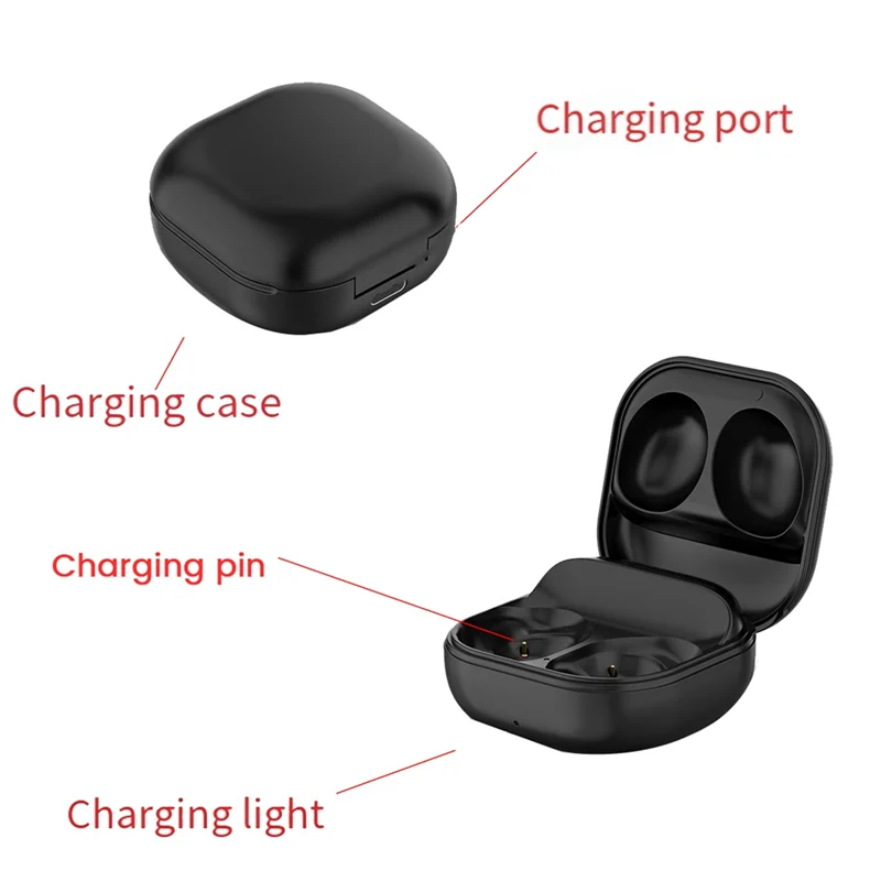 صندوق شحن USB محمول لسامسونج غالاكسي براعم برو ، سماعة رأس لاسلكية ، علبة شاحن ، كابل قفص الاتهام