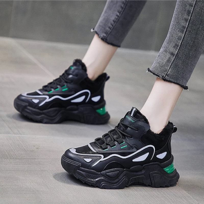 Women Sneakers 2022 Winter Shoes for Woman Sports Running Skateboard Shoe Plus Plush Warm Platform Snow Sneaker Zapatillas Mujer