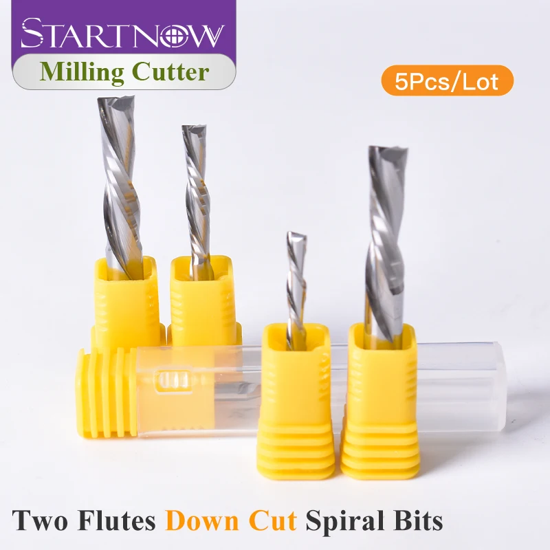 

Startnow Набор из 5 предметов левосторонней спиральной фрезы с двусторонней кромкой, высококачественные детали из вольфрамовой стали для деревообработки