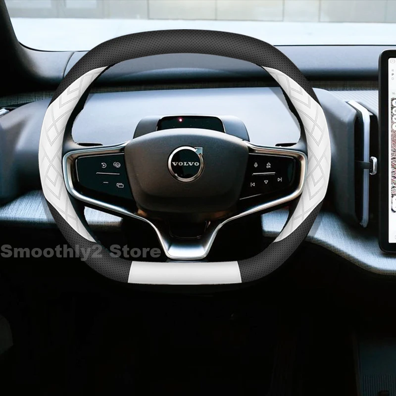 

Leather Car Steering Wheel Cover For NEW volvo ex30 2024 2025 Double D-type Auto Steering Wheel Non-slip interior Accessories