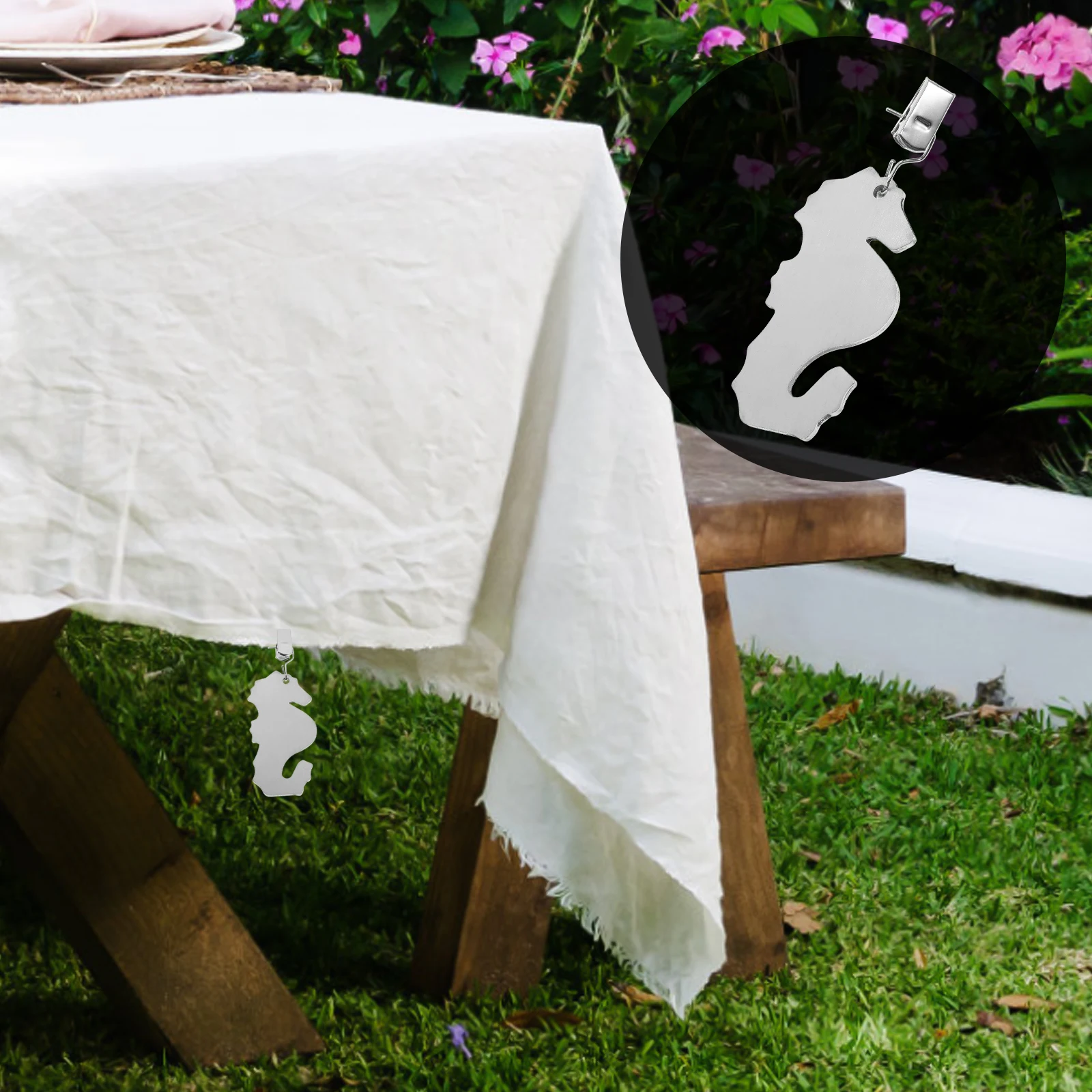 

4pcs Stainless Steel Tablecloth Clips Windproof Wear Resistant Rustproof Decorative Clip for Picnic Outdoor Use