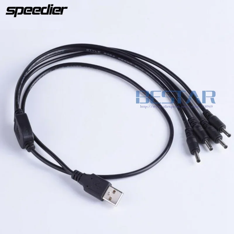Spina di alimentazione CC bianca 1 ingresso 4 uscite USB A maschio a 4 CC 3,5 mm x 1,35 mm 3,5x1,35 mm 3,5*1,35 Cavo di alimentazione di ricarica jack maschio da 1 m