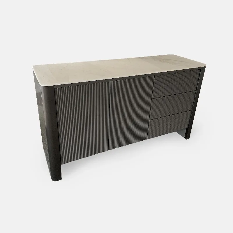 High-end modern gray and white marble stainless steel freestanding five + compartment dining room living room bar wine cabinet