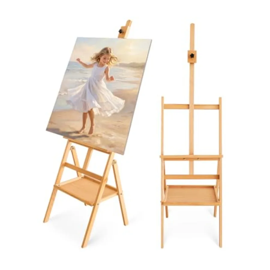 

Регулируемая деревянная подставка-мольберт для рисования из массива бука с поддоном для хранения, напольный мольберт для живописи