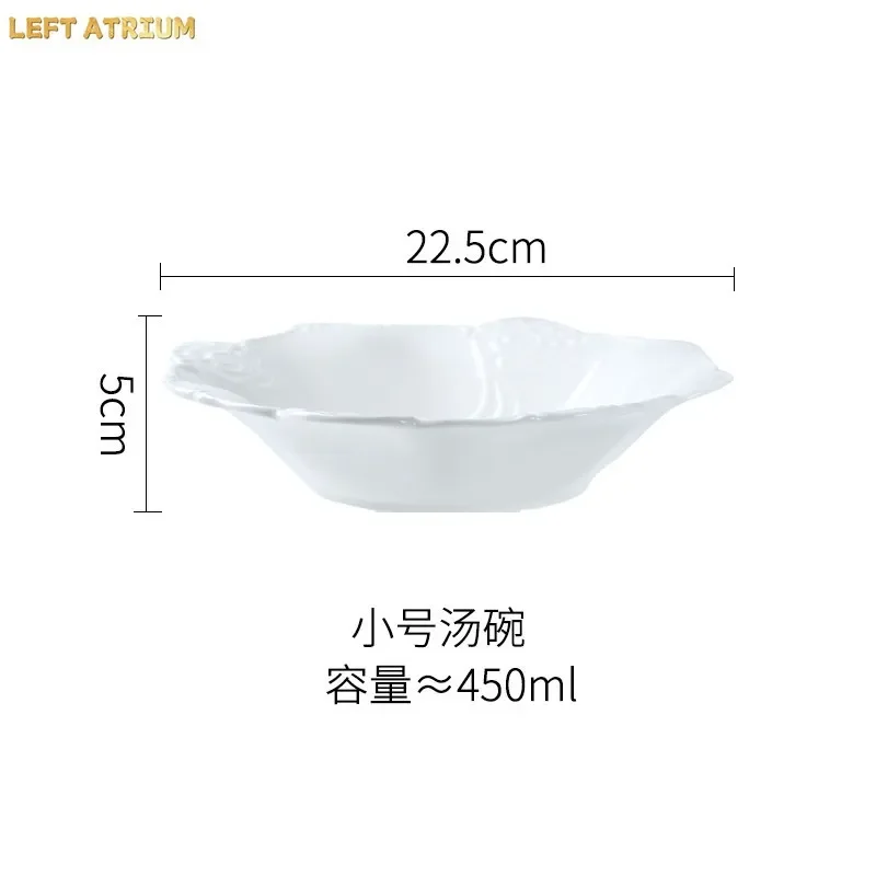 Palace Style Retro Ceramic Plate Relief Steak Plate Thick Soup Plate Fish Dish Dessert Sushi Plates Molecular Cuisine Tableware