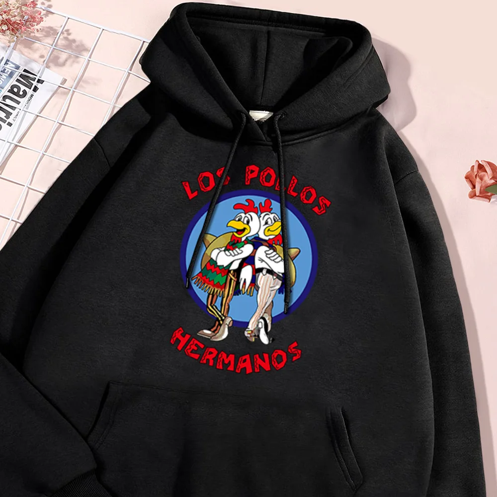 LOS POLLOS Hermanos Funny Printed Hoodie Men Cartoon Chicken Hoodies Autumn Warm Fleece Sweatshirt Fashion New Hoody Street Tops