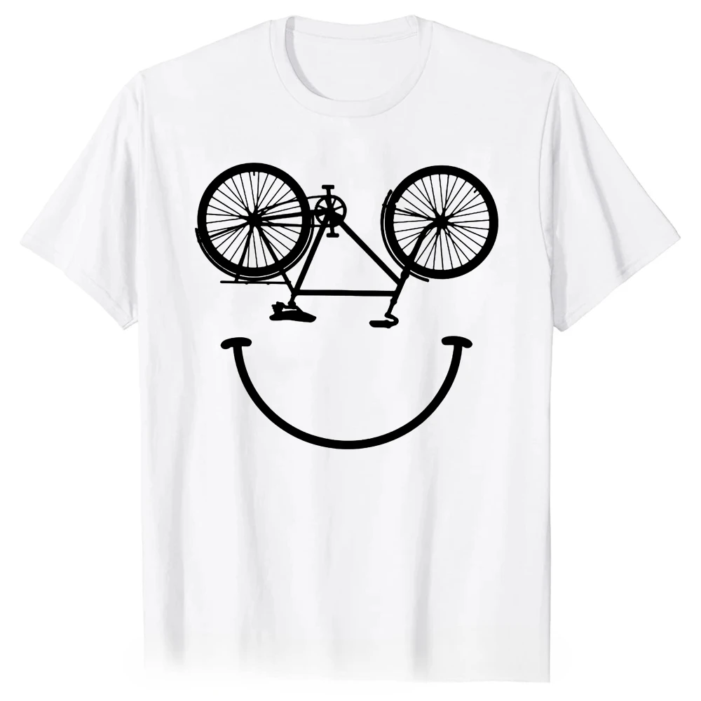 Smile cycling bike smile slim-fit street wear fashion trend Harajuku summer men and women universal crew-neck T-shirts