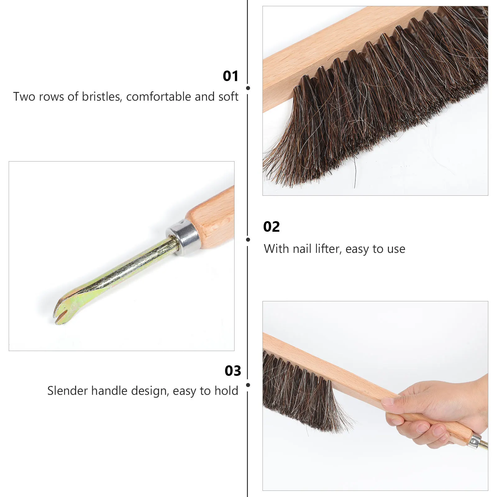 معدات تربية النحل بمقبض خشبي، شعيرات متينة آمنة للنحل، حجم صغير، سهل الحمل، عمر خدمة طويل