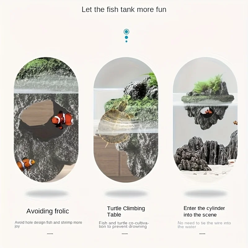 Mehrzweck-Aquarium-Schwimminsel-Dekor, Stein mit Unterstand für Fische, ökologische Landschaft, Steingarten für die Landschaftsgestaltung im Aquarium – Detail 10