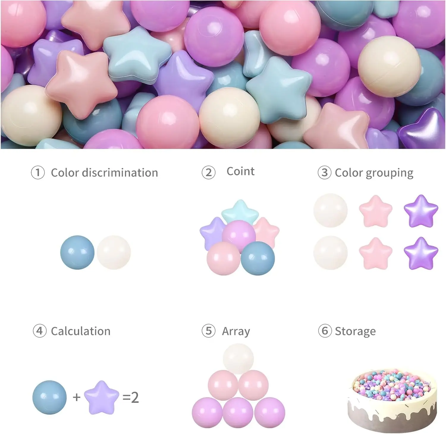 200 pièces boules de fosse pour les tout-petits Non toxique anti-écrasement balles de jeu en plastique souple bébé enfants forme tente piscine jouer